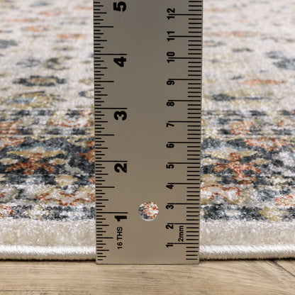 Eliana Floral Beige/ Multi Oriental Cut Pile Rug