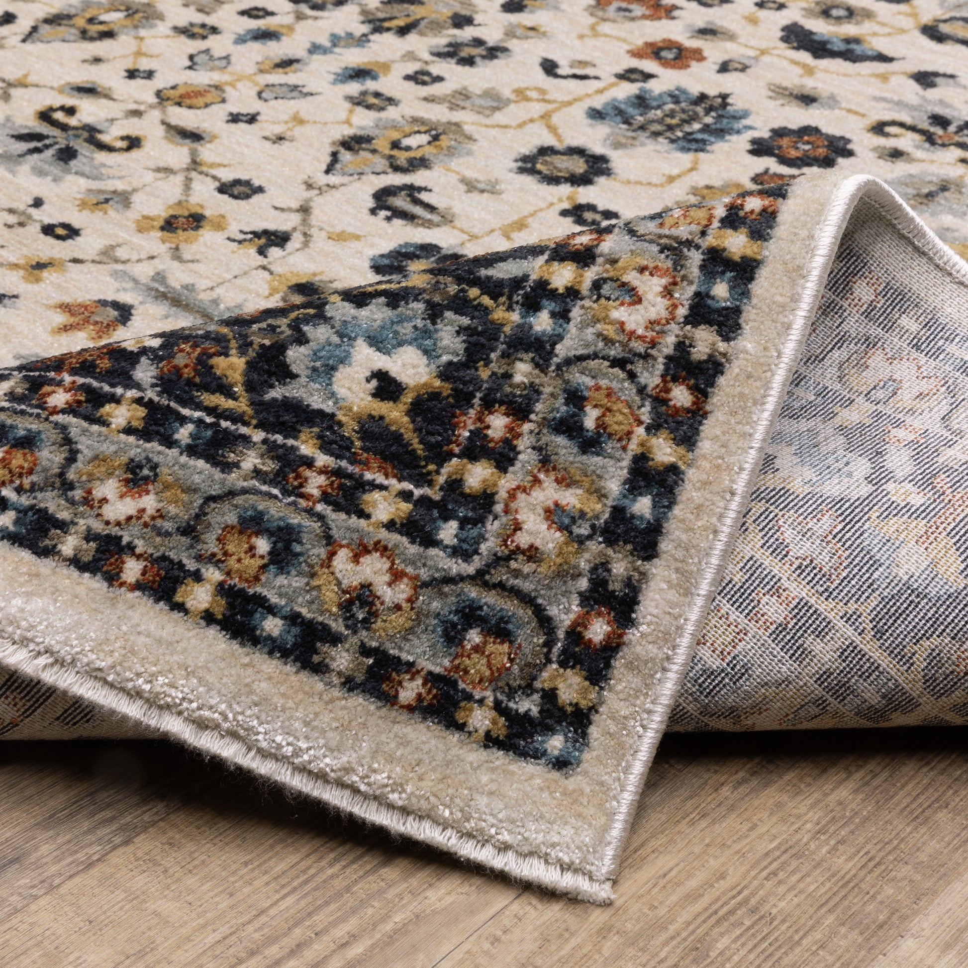 Eliana Floral Beige/ Multi Oriental Cut Pile Rug