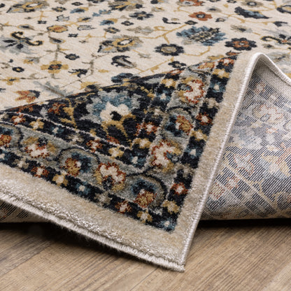 Eliana Floral Beige/ Multi Oriental Cut Pile Rug