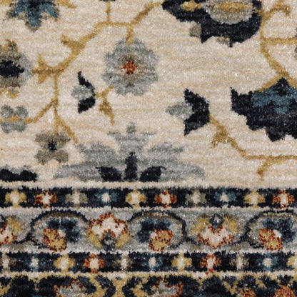Eliana Floral Beige/ Multi Oriental Cut Pile Rug