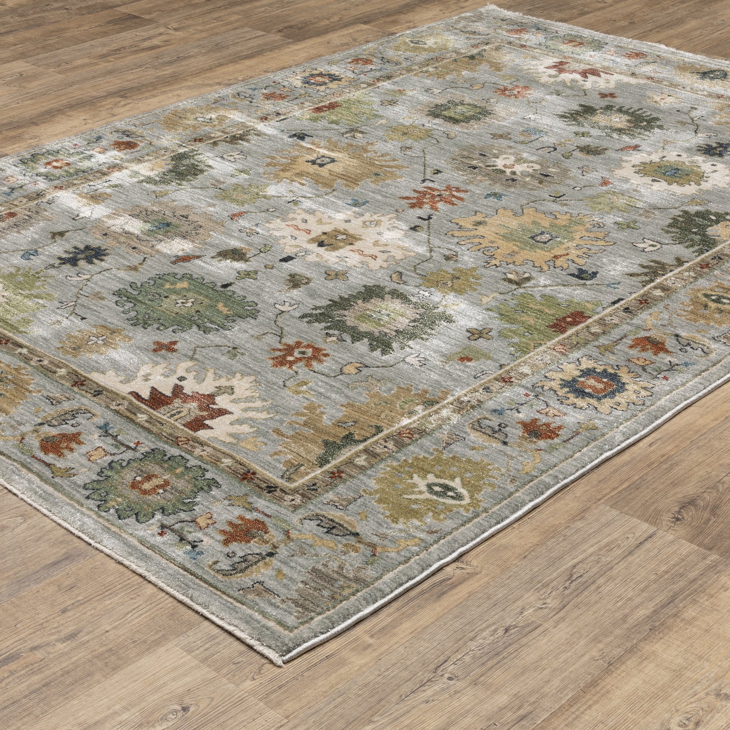 Eliana Oriental Blue/ Multi Floral Cut Pile Rug
