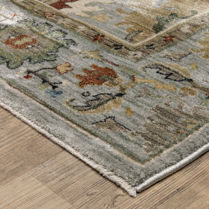 Eliana Oriental Blue/ Multi Floral Cut Pile Rug