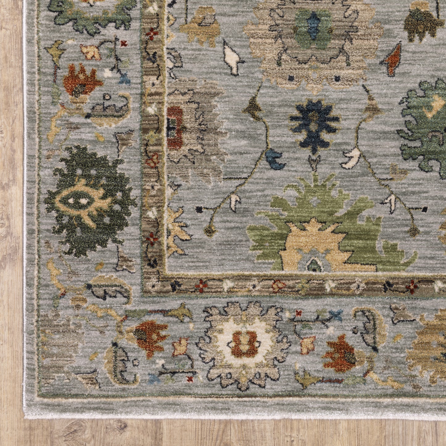 Eliana Oriental Blue/ Multi Floral Cut Pile Rug