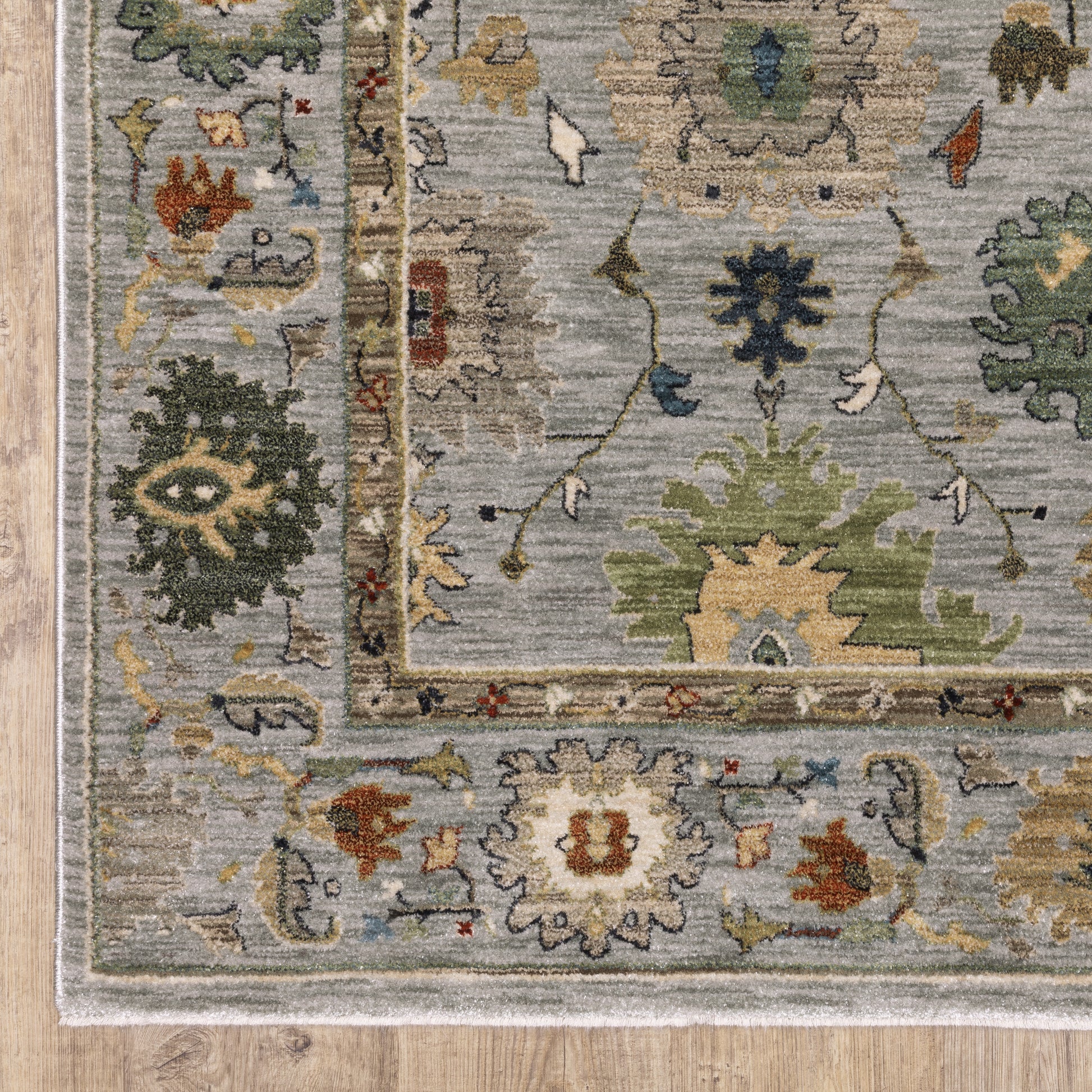 Eliana Oriental Blue/ Multi Floral Cut Pile Rug