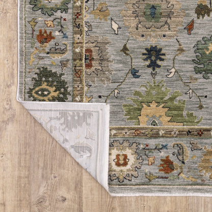 Eliana Oriental Blue/ Multi Floral Cut Pile Rug