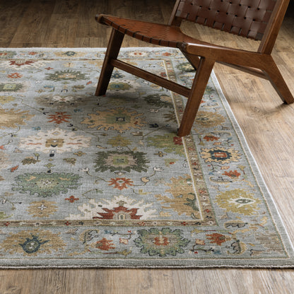 Eliana Oriental Blue/ Multi Floral Cut Pile Rug