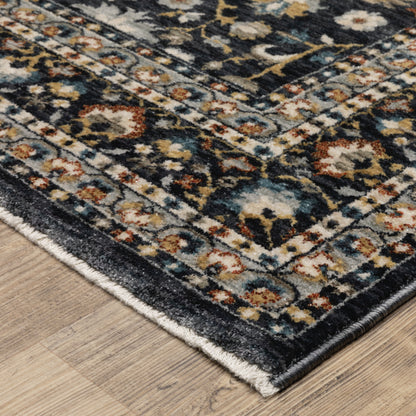 Eliana Border Blue/ Multi Floral Cut Pile Rug