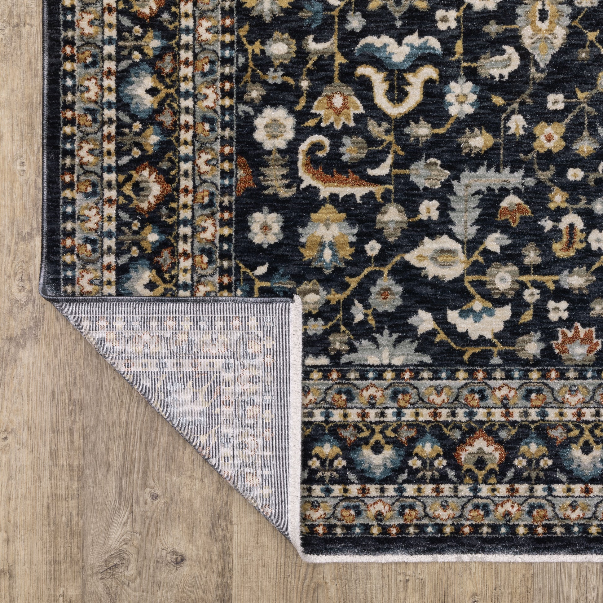 Eliana Border Blue/ Multi Floral Cut Pile Rug