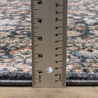 Eliana Border Blue/ Multi Floral Cut Pile Rug