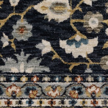 Eliana Border Blue/ Multi Floral Cut Pile Rug