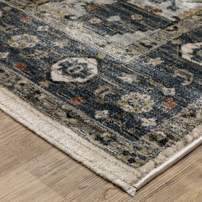 Eliana Medallion Blue/ Brown Distressed Cut Pile Rug