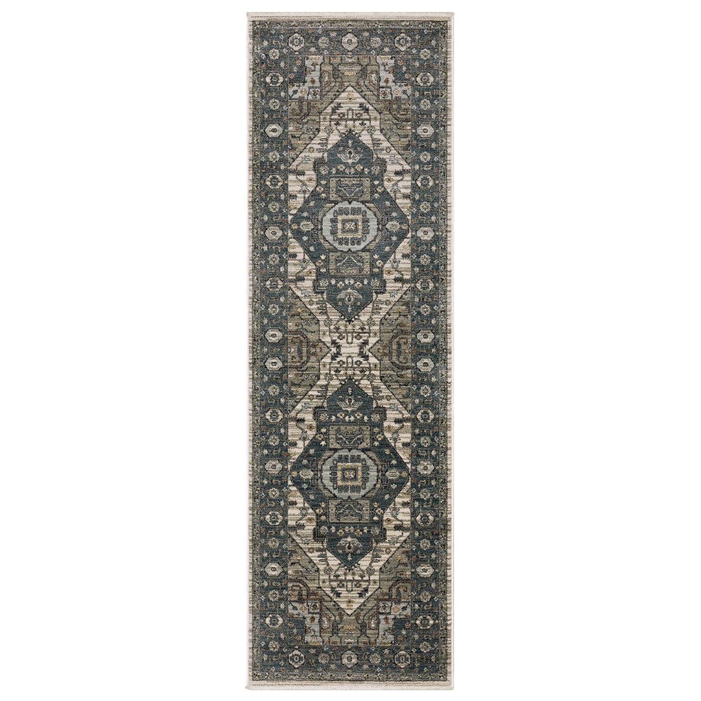 Eliana Eli05 Blue/ Brown Medallion Distressed Rug