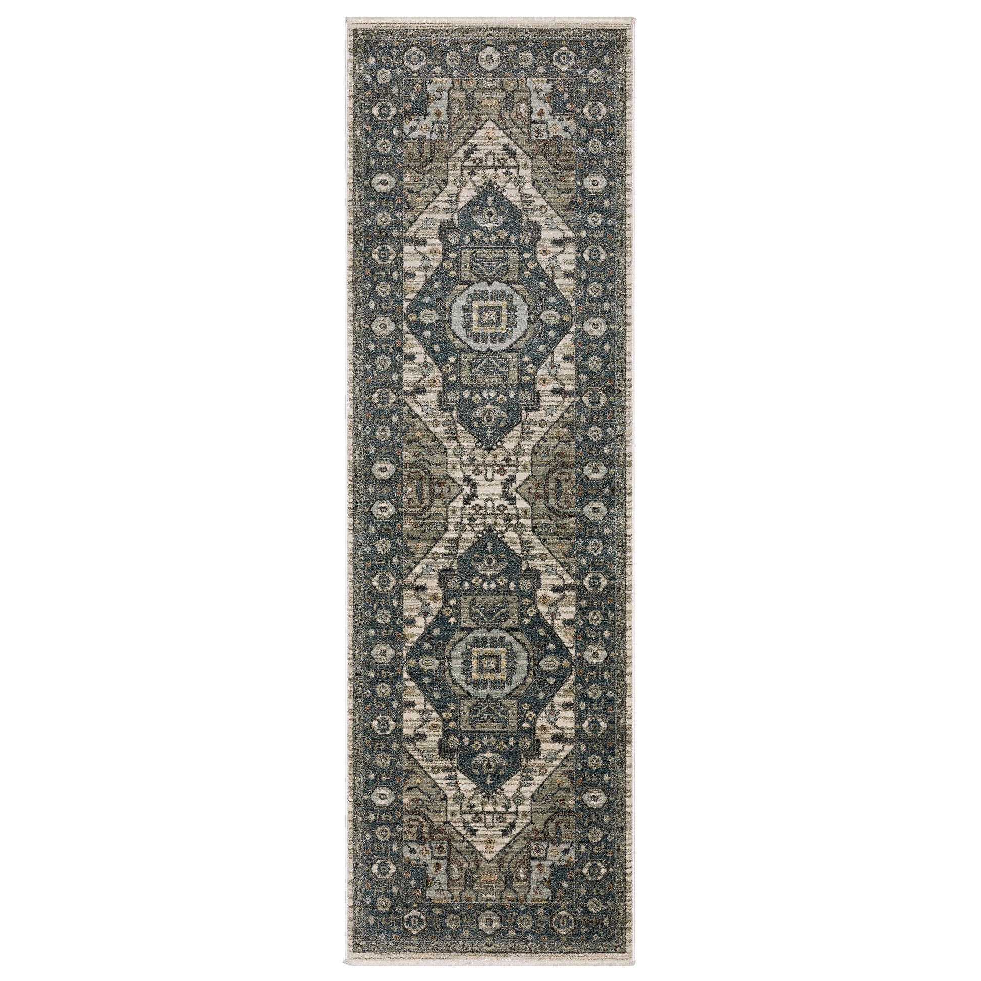 Eliana Eli05 Blue/ Brown Medallion Distressed Rug