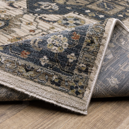 Eliana Medallion Blue/ Brown Distressed Cut Pile Rug