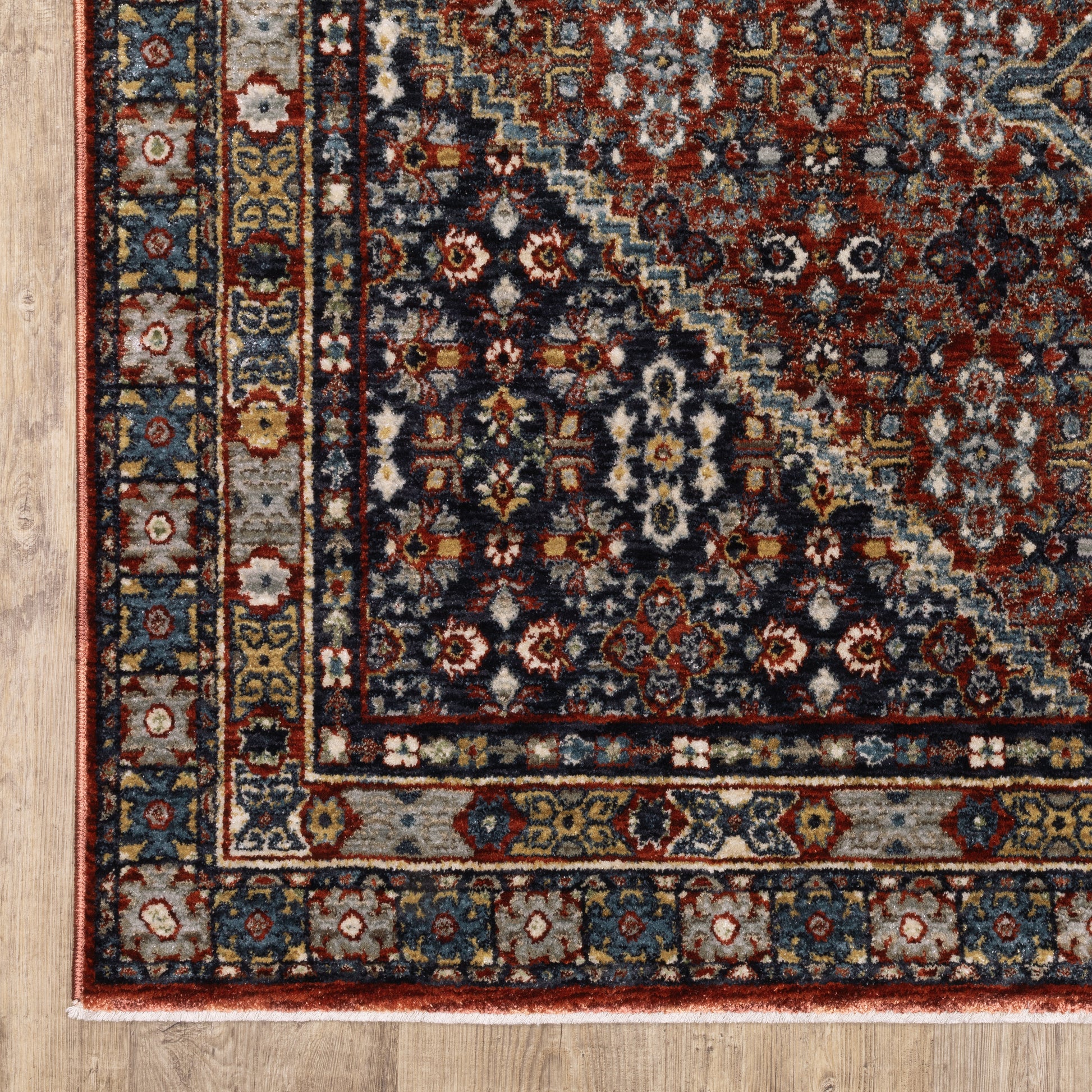 Eliana Medallion Red/ Multi Distressed Cut Pile Rug