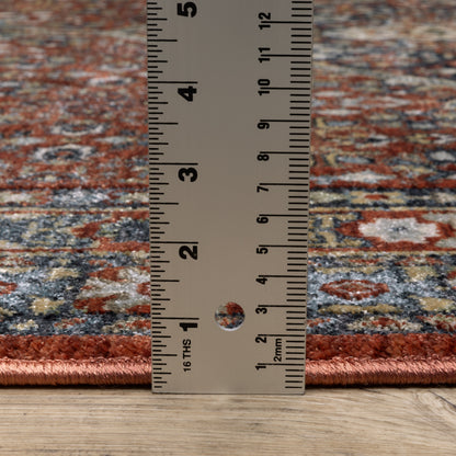 Eliana Medallion Red/ Multi Distressed Cut Pile Rug
