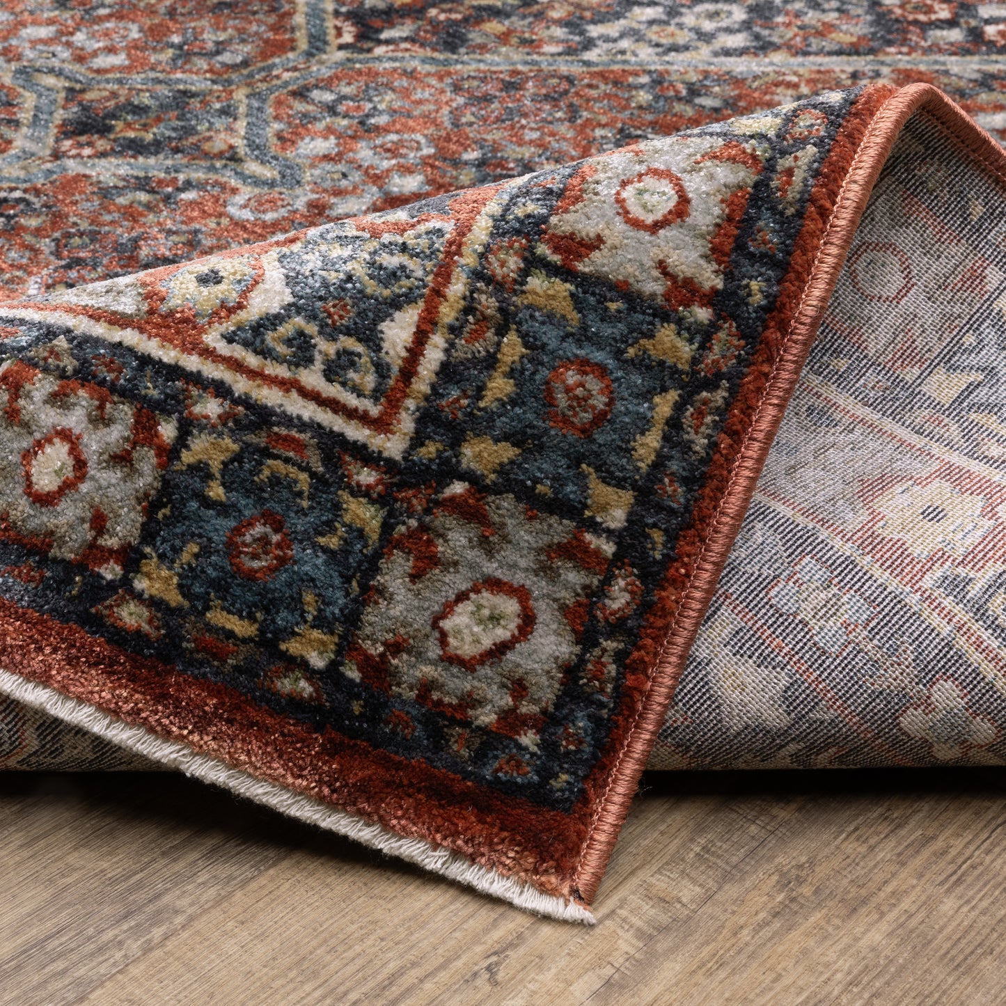 Eliana Medallion Red/ Multi Distressed Cut Pile Rug