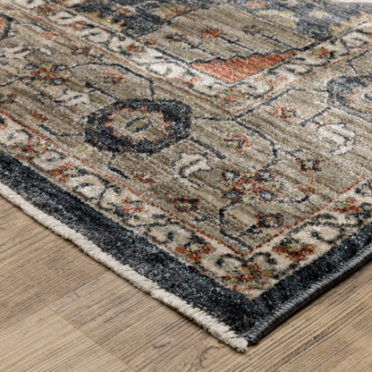 Eliana Medallion Brown/ Blue Distressed Cut Pile Rug