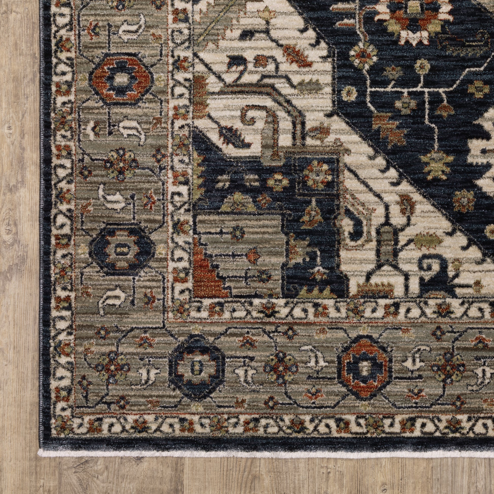 Eliana Medallion Brown/ Blue Distressed Cut Pile Rug