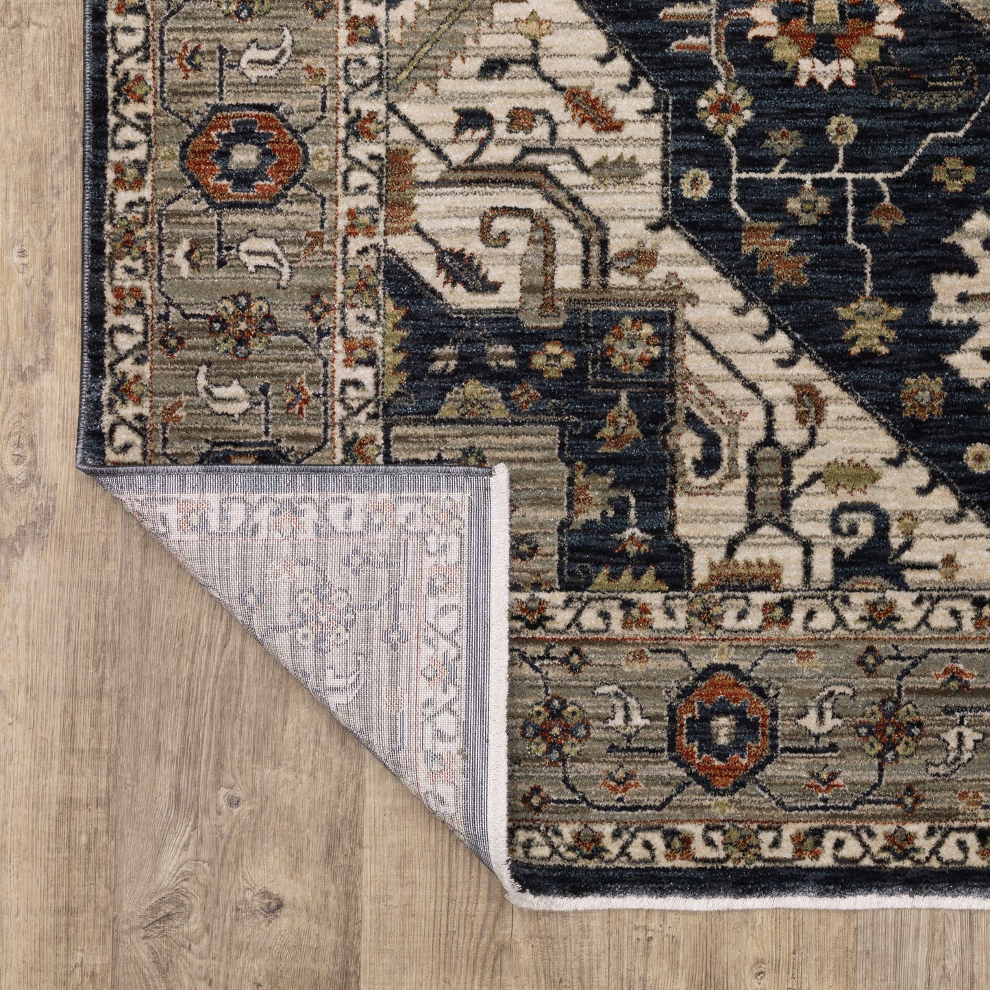 Eliana Medallion Brown/ Blue Distressed Cut Pile Rug