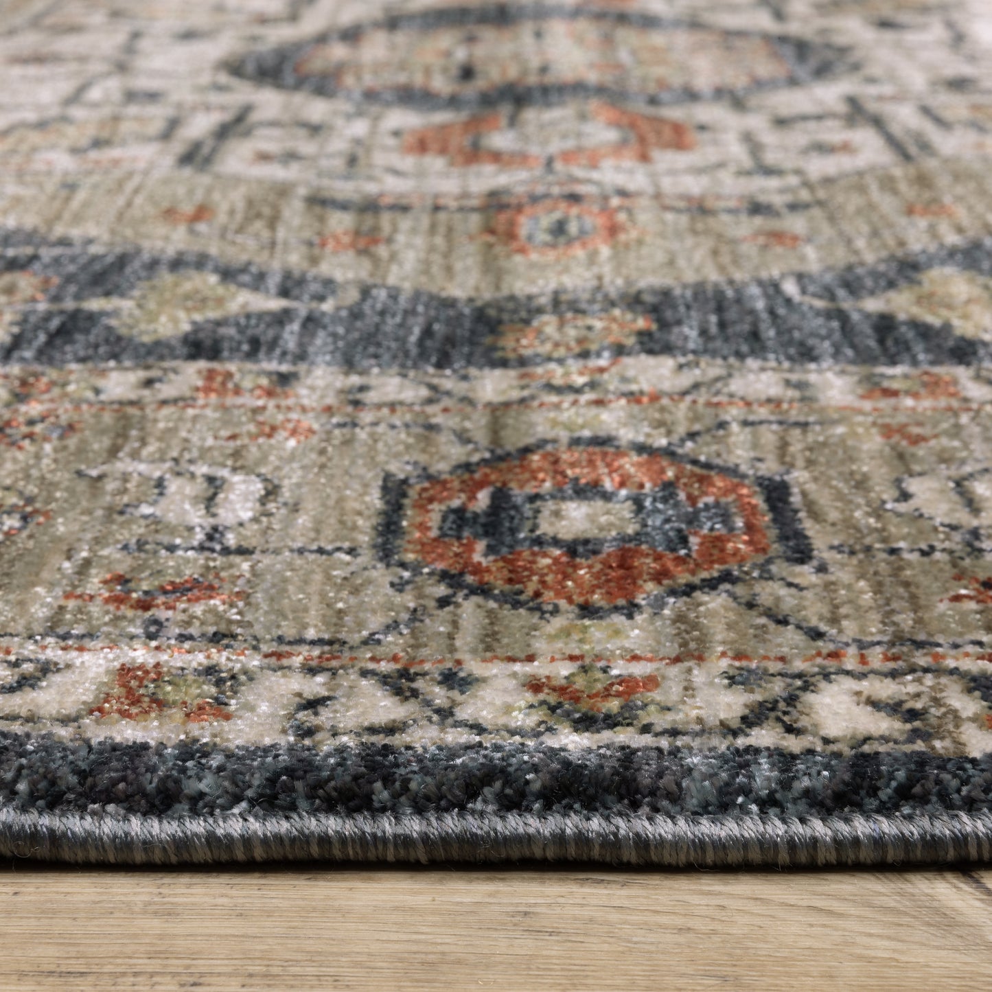 Eliana Medallion Brown/ Blue Distressed Cut Pile Rug