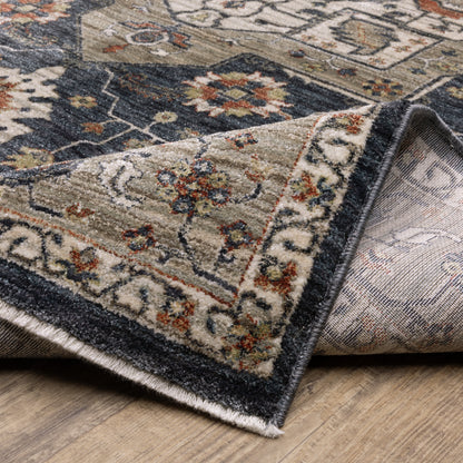 Eliana Medallion Brown/ Blue Distressed Cut Pile Rug