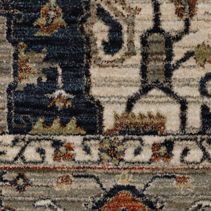 Eliana Medallion Brown/ Blue Distressed Cut Pile Rug