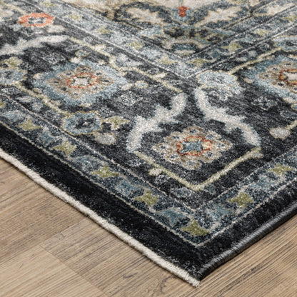 Eliana Medallion Blue/ Blue Floral Cut Pile Rug