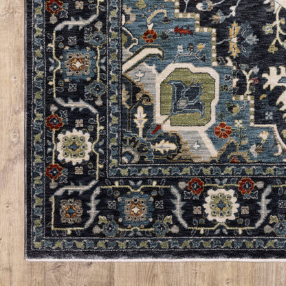 Eliana Medallion Blue/ Blue Floral Cut Pile Rug