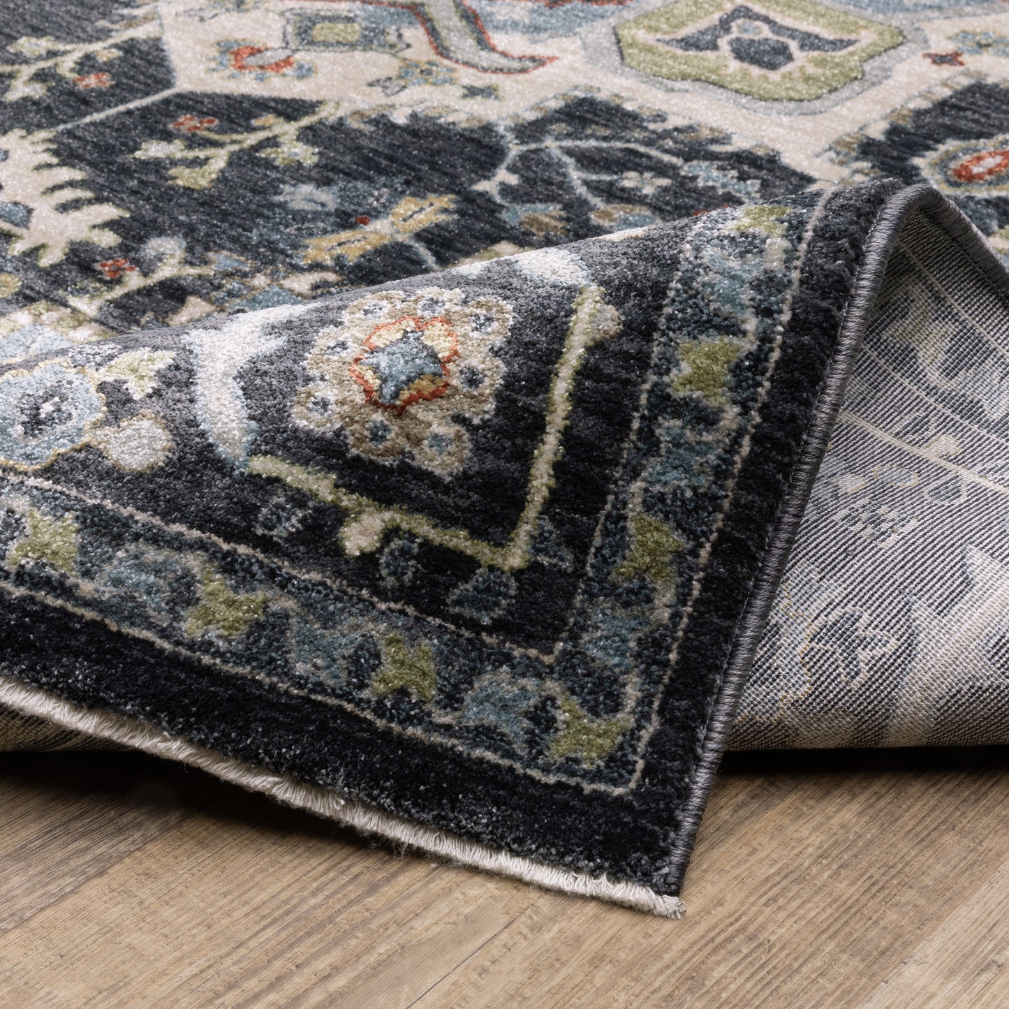 Eliana Medallion Blue/ Blue Floral Cut Pile Rug
