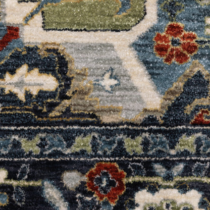 Eliana Medallion Blue/ Blue Floral Cut Pile Rug