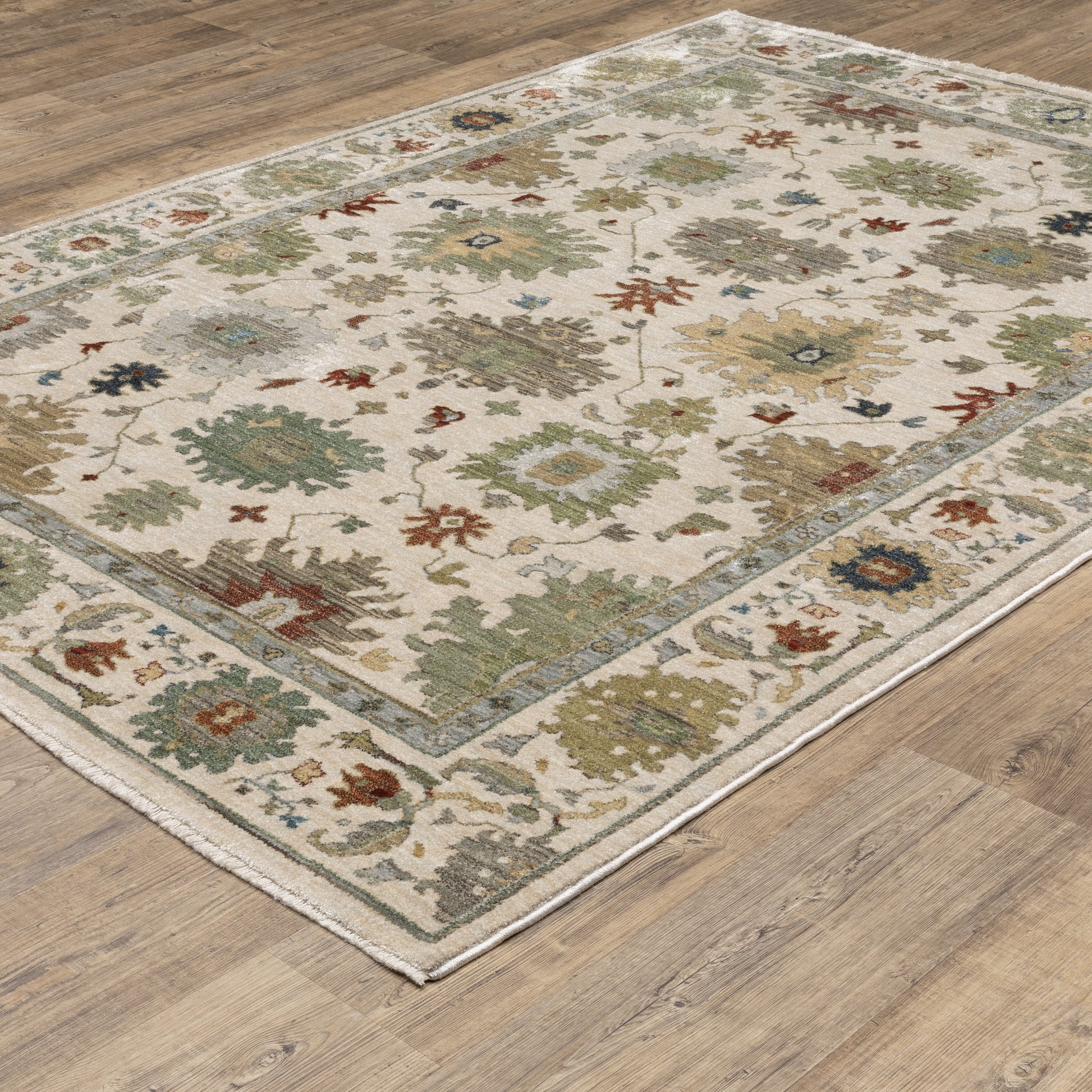Eliana Oriental Ivory/ Multi Floral Cut Pile Rug