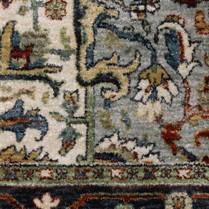 Eliana Medallion Red/ Blue Oriental Cut Pile Rug