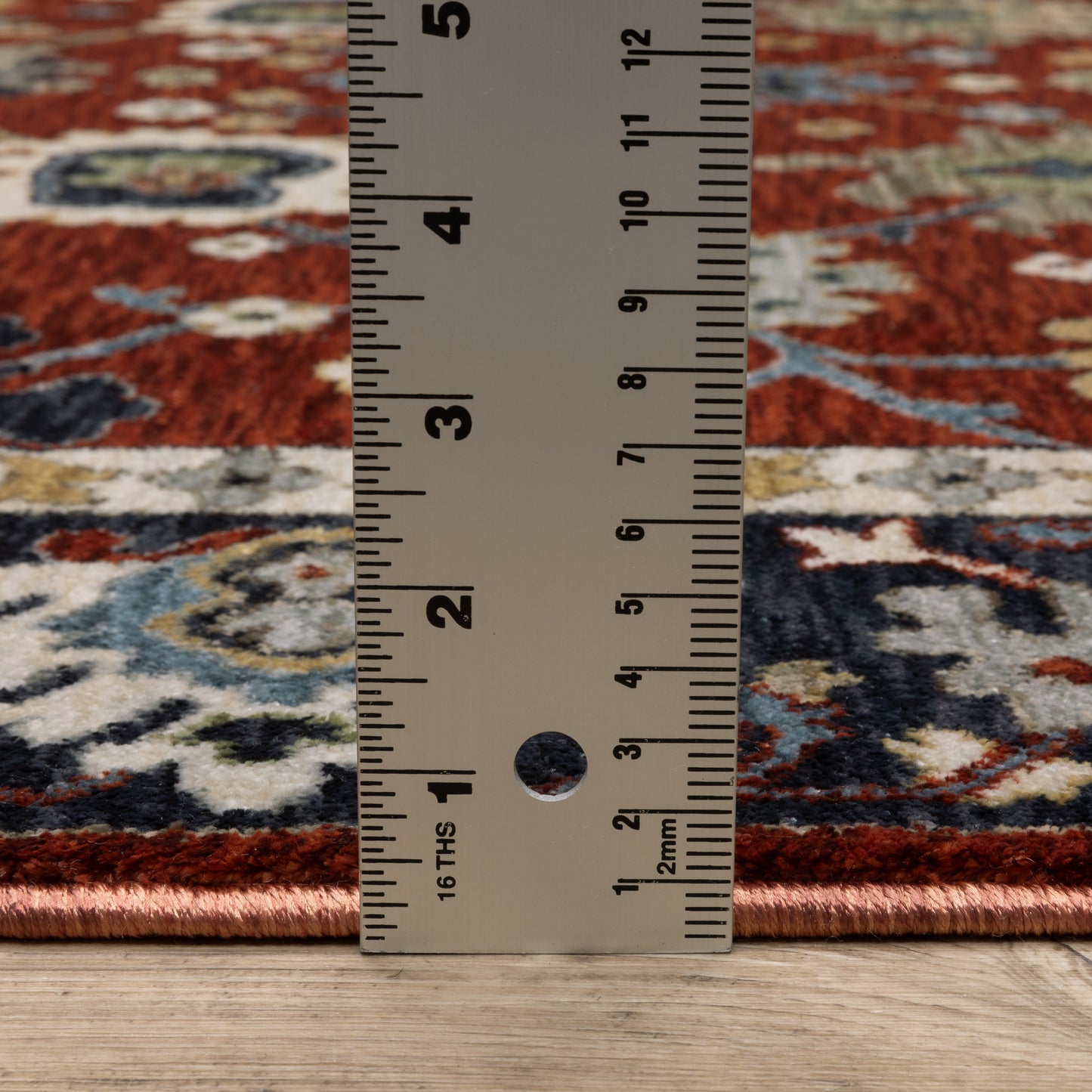 Eliana Floral Red/ Blue Oriental Cut Pile Rug