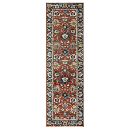 Eliana Eli12 Red/ Blue Floral Oriental Rug