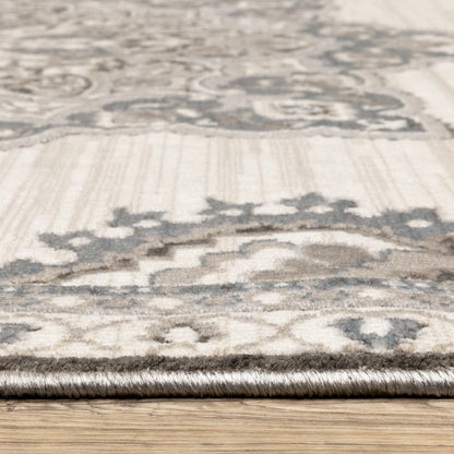 Ellington Medallion Ivory/ Blue Oriental Cut Pile Rug