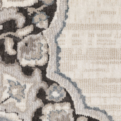 Ellington Medallion Ivory/ Blue Oriental Cut Pile Rug