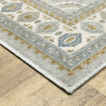 Ellington Medallion Blue/ Grey Oriental Cut Pile Rug