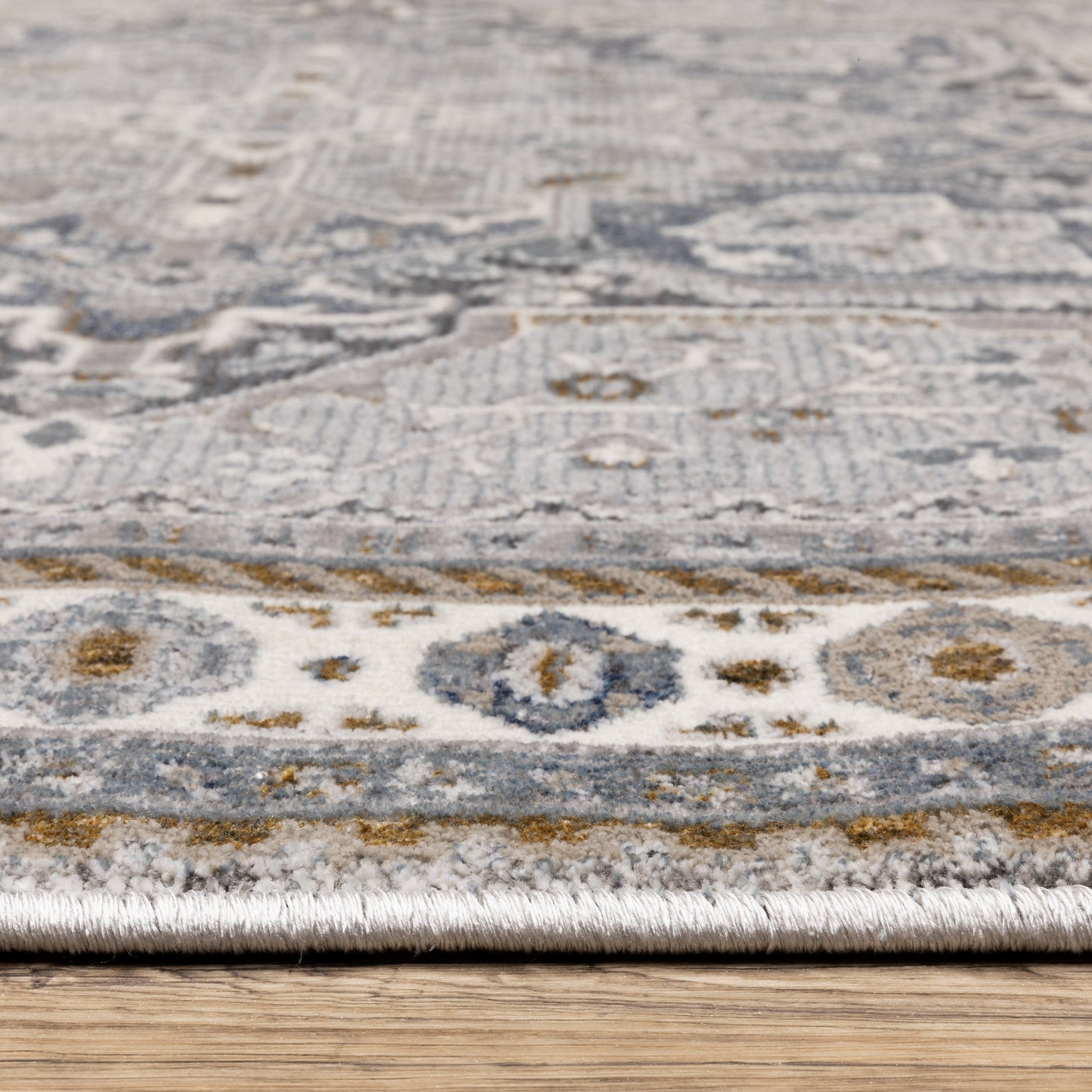 Ellington Medallion Blue/ Grey Oriental Cut Pile Rug