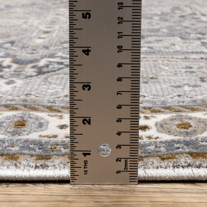 Ellington Medallion Blue/ Grey Oriental Cut Pile Rug