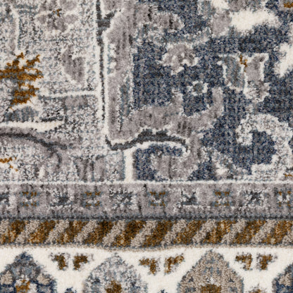 Ellington Medallion Blue/ Grey Oriental Cut Pile Rug