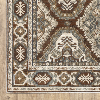 Ellington Geometric Rust/ Blue Trefoil Cut Pile Rug