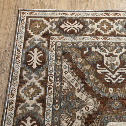 Ellington Geometric Rust/ Blue Trefoil Cut Pile Rug