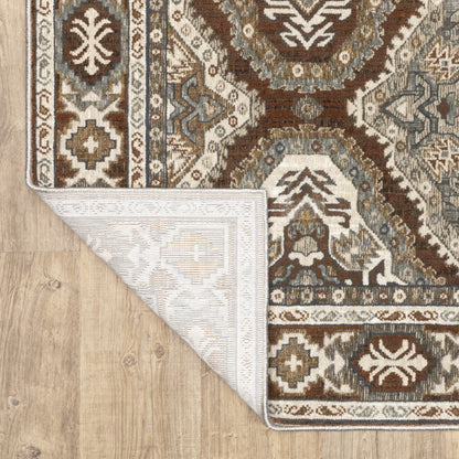 Ellington Geometric Rust/ Blue Trefoil Cut Pile Rug
