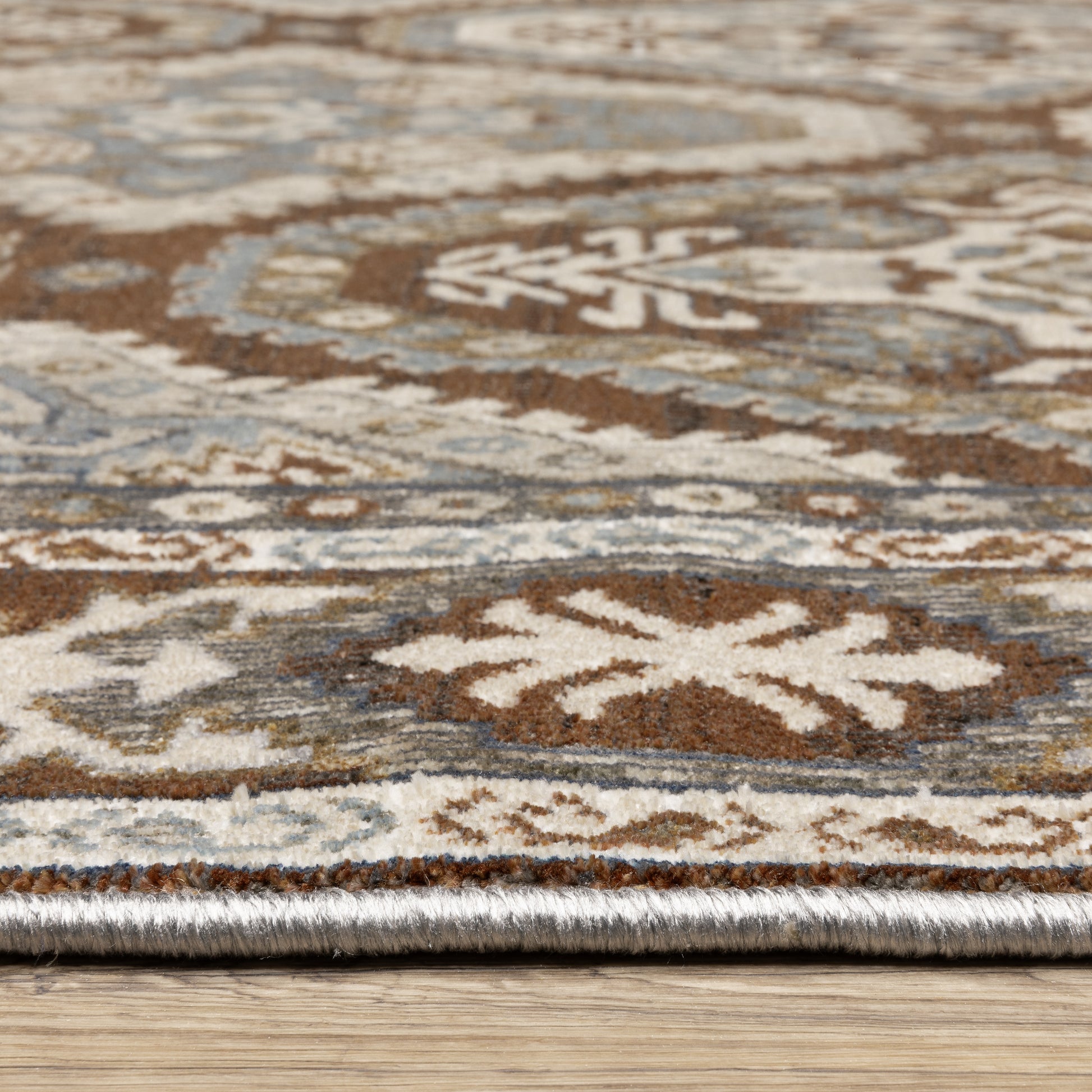 Ellington Geometric Rust/ Blue Trefoil Cut Pile Rug
