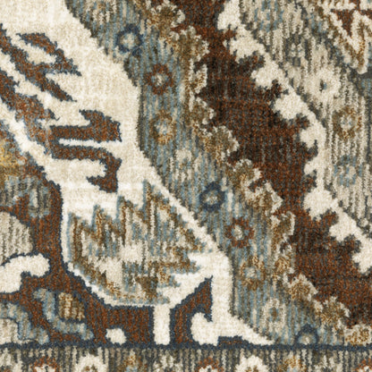 Ellington Geometric Rust/ Blue Trefoil Cut Pile Rug