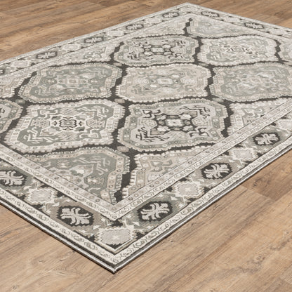 Ellington Geometric Grey/ Grey Trefoil Cut Pile Rug