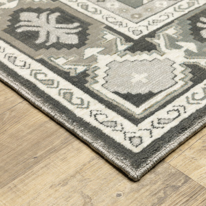 Ellington Geometric Grey/ Grey Trefoil Cut Pile Rug