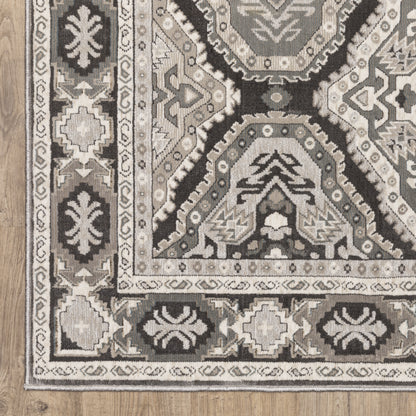 Ellington Geometric Grey/ Grey Trefoil Cut Pile Rug