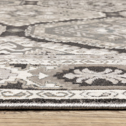 Ellington Geometric Grey/ Grey Trefoil Cut Pile Rug